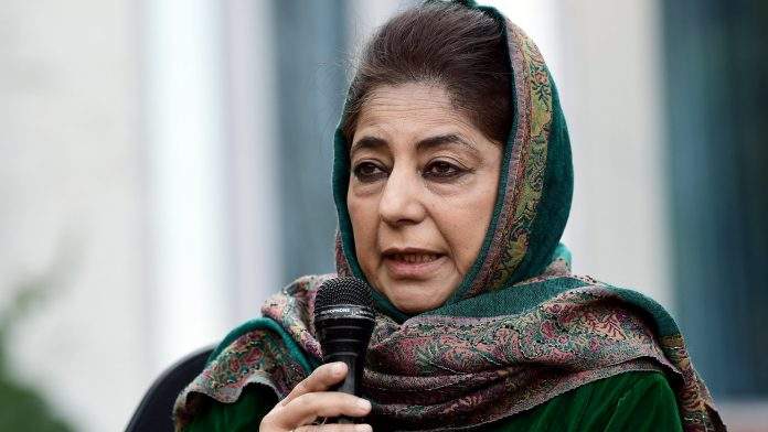 PDP President Mehooba Mufti addressing media during a press conference
